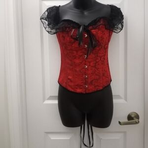 Absolutly Gorgeous! Gothic Corset With Lace Shoulders. Bustier And Clasp Closure